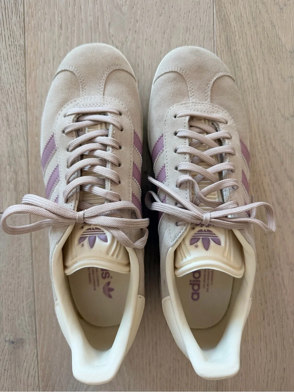 adidas Gazelle Women's Sneakers in Taupe with Lavender Stripes